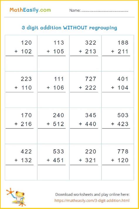 adding 3 digits without regrouping